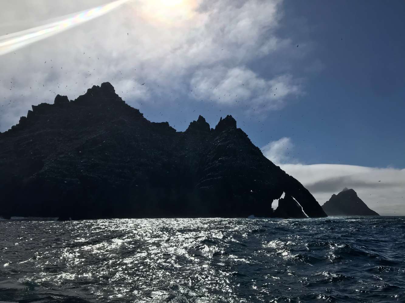 Stone steps on Skellig Michael overlooking Little Skellig Stone steps on Skellig Michael overlooking Little Skellig